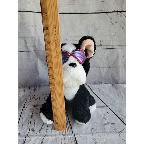 Cute & Cuddly Boston Terrier Puppy Dog 9in Plush Heart Sunglasses Stuffed Animal - Picture 7 of 7